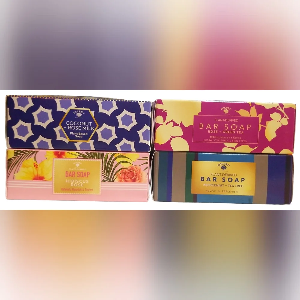 Bolero Plant-Based Soap, Set of 4ea, For All Skin Types,‎ 6.25oz ea
